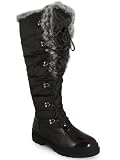 NEW WOMENS LADIES BROWN LACE UP WARM WINTER SNOW RAIN FUR BOOTS SIZE 3-8