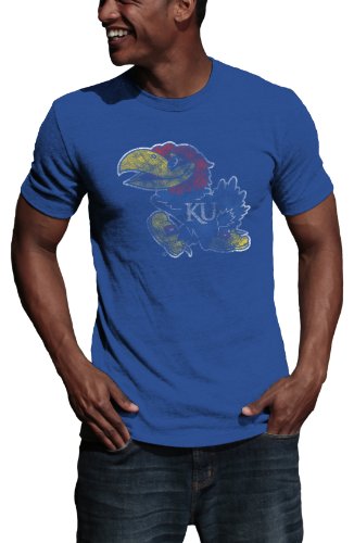 NCAA Kansas Jayhawks Vintage Logo Tee Shirt (Royal, Medium)