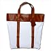 Newport Canvas and Leather Flat Tote in White