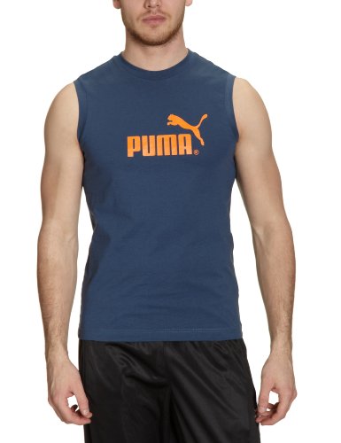 PUMA Herren T-Shirt Large Logo Sleeveless, dark denim-vibrant orange, XXL, 810021 15 Preisvergleich