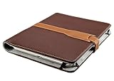 M-Edge Prodigy Leather Kindle Jacket with Hinge (Fits 6" Display, Latest Generation Kindle), Pebbled Mocha w/ Saddle
