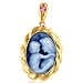 14K Yellow Gold Pink Turmaline Birthstone October Cameo Pendant