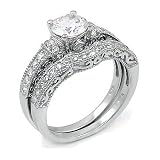 Sterling Silver Cubic Zirconia Wedding Ring Set, 4.00 cttw