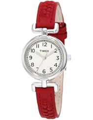 Timex Womens T2N661 Weekender Petite Red Woven Leather Strap Watch