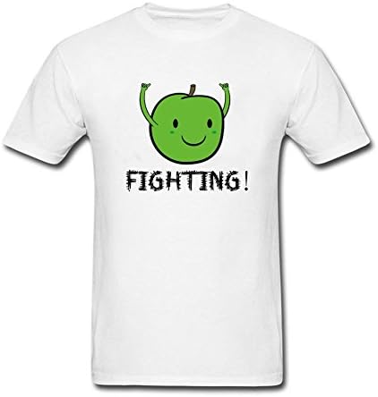 Twentees Printed Graphic Men Fighting Funny Apple Shirts 100% Cotton White L