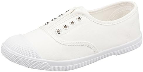 FOREST ZONE Women's Casual Flats Slip-on Canvas Loafer Shoes White 8 B(M) US