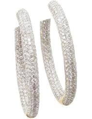 Women 18k Yellow Gold 3.44ctw diamond Hoop earring 76 LE284Y Size 9.76