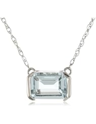 10k White Gold Horizontal Rectangle Pendant Necklace, 18"