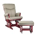 Barrington Premium Glider Rocker/Ottoman Collection - Cherry Finish with Sage Micro Fiber