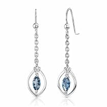 Genuine Marquise Cut London Blue Topaz Earrings