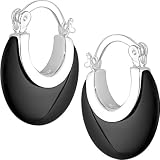 Sterling Silver Black Onyx Round Earrings