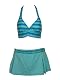 Elite Jag Aqua-blue 2pc Bikini w/ Striped Halter Top & Skirted Bottom (Large) Last Chance