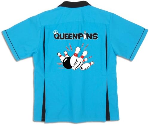 Queenpins Bowling Shirt Turquoise & Black Classic