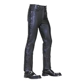 Leather Pants - Mens Leather Pants with Side Laces LP901
