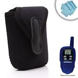 Dura-Neoprene Protective Two-Way Radio Carrying Case with Belt Clip for Motorola TalkAbout MH230R / MC225R / FV300 and More! ** Includes Cleaning Cloths!**