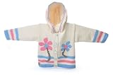 Girl's Organic Cotton Flower Hoodie - Hand Knitted