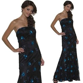 Formal Evening Gown. Strapless Floral Beaded Dress for Prom, Party, Wedding by Sean Collection...