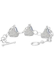 Hersheys Kiss Diamond Toggle Bracelet 3 Charms 14k White Gold 3.45ct
