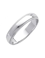 14k White Gold 4mm Plain Milgrain Wedding Ring Ring for Men & Women (size 4 to... by 