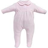 Cream Bebe Velour Gathered Button Design Infant Baby Footie One-piece Footed Romper (0-3 Months, Ivory)