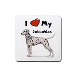 I Love My Dalmatian Rubber Square Coaster (4 pack)