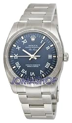 Rolex Airking Blue Roman Dial Engine Turned Bezel Mens Watch 114210BLRO