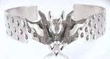 FIRE DRAGON Head Flames Flame Silver Tone PEWTER BRACELET
