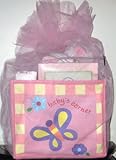 Baby Gift Basket with Storage Bin, Teddy Bear, Door Hanger, Picture Frame and Piggy Bank