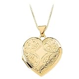 14K Yellow Gold 20.75 x 21 MM Heart Locket with Chain