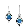 Sterling Silver Round Blue Opal Earrings