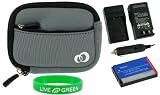 3n1 Neoprene Sleeve (Cool Grey) Case / NB-8L 1200mAh Li-Ion Battery / AC DC Charger for Canon PowerShot A3100IS 12.1 MP Digital Camera Red