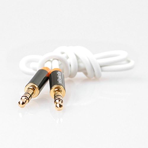 yellowknife 3.5mm Male to Male Stereo Audio Cable with Gold Plated Plugs for iPhone, iPad, iPod, Smartphone, Tablet and MP3 Player - Stretched Length 6.5 Feet / 2M - Color White