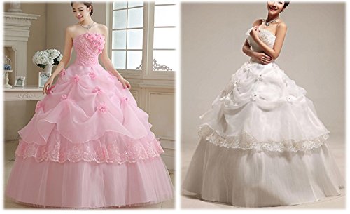 （K-JOY) Aライン 花 ロング ウェディングドレス カラードレス 結婚式 披露宴 二次会