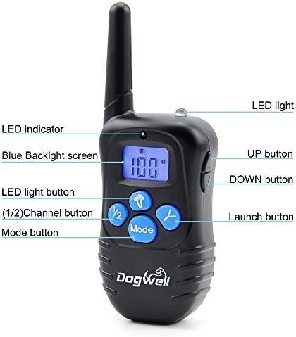 Dogwell DWBB-1 Remote Dog Training E-collar Rechargeable and Waterproof Collar with Beep,vibration and Shock Electronic & Blue Backlight Screen