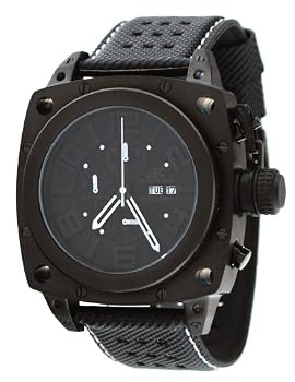 Adee Kaye #AK7270-MIPB Men's Stainless Steel Silicone Strap Oversize Chronograph Watch