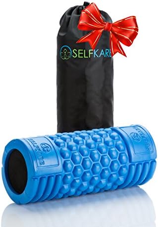 Premium Massage Foam Roller - Free Carrying Case - Best Roller for Physical Therapy &amp; Deep Tissue Massage - High Density,, Sturdy Solid Core Foam (Blue, 13in x 5.5in)