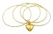 Bracelet - B224 - 4-Pc Bangle Set + Heart Charm (70mm) ~ Mixed Gold Tone