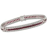 18k White Gold 1 Carat Diamond and Ruby Bracelet (G-H,SI), 7.5