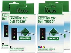 Remanufactured Combo 4-Pack for Dell T0529 T0530 - 2 Black & 2 Color