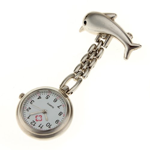 Big Bargain Silver Dolphin Battery Powered Nurse Wath Pocket Watch