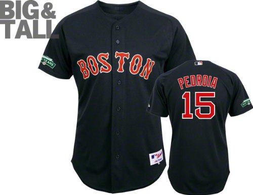 Dustin Pedroia Jersey: Big & Tall Boston Red Sox #15 Alternate Navy Authentic Jersey with Fenway Park 100th Year Anniversary Patch