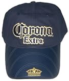 Corona Beer Alcohol Cerveza Hat - Rubber Bill logo Blue Adjustable Baseball Cap