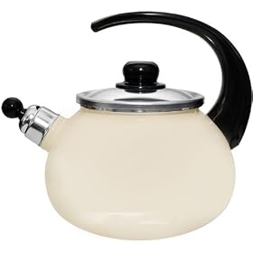 Whistling Stove Top Kettle, Non Toxic Enamel Coating,2.0L/cream