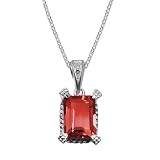 10k White Gold Garnet Pendant, 18
