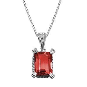Click here to buy 10k White Gold Garnet Pendant, 18 by Amazon.com Collection.