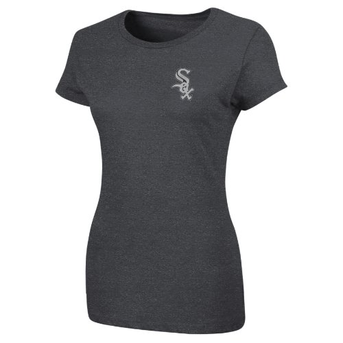 MLB Gordon Beckham Chicago White Sox Women's Short Sleeve Crew Neck Tee (Charcoal Heather, Small)