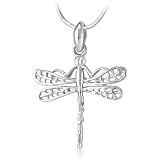 Chuvora 925 Sterling Silver Filigree Dragonfly Pendant with Necklace Chain 18''