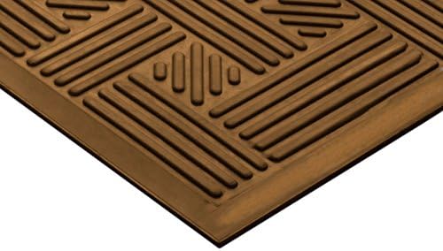 Fitnessmat Square Stripes Entrymat 26x17 in, Heavy Duty, Brown, Rubber, Traps Dirt &amp; Mud, Very Easy to Clean, Low Profile Doormat