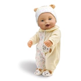 Wild Planet Water Babies 13" Caucasian Infant Yellow Teddy Bear with Alphabet Print Sleeper