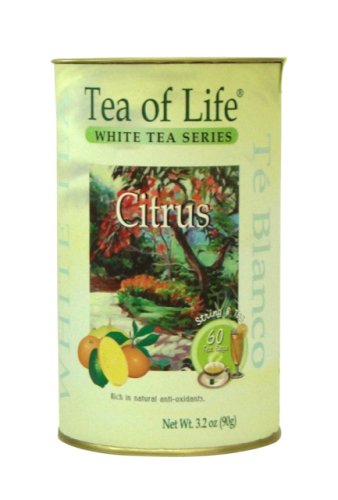 Tea Of Life White Tea Series, Citrus, 60-Count, 3.2-Ounce Can (Pack of 6) by Tea Of Life